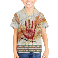 Native American Red Handprint Family Matching Off Shoulder Maxi Dress and Hawaiian Shirt Watercolor Paint Splash and Brave Horse Art - Wonder Print Shop