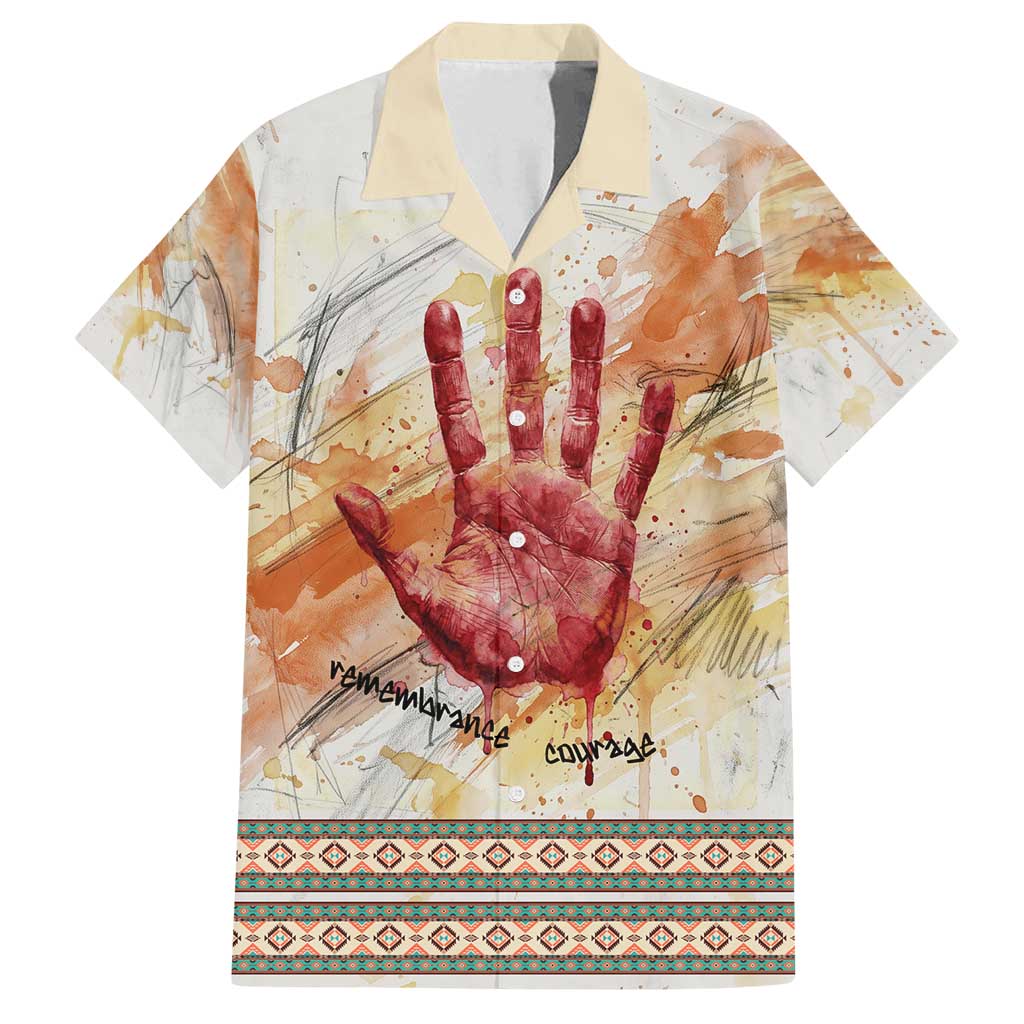 Native American Red Handprint Family Matching Puletasi and Hawaiian Shirt Watercolor Paint Splash and Brave Horse Art - Wonder Print Shop