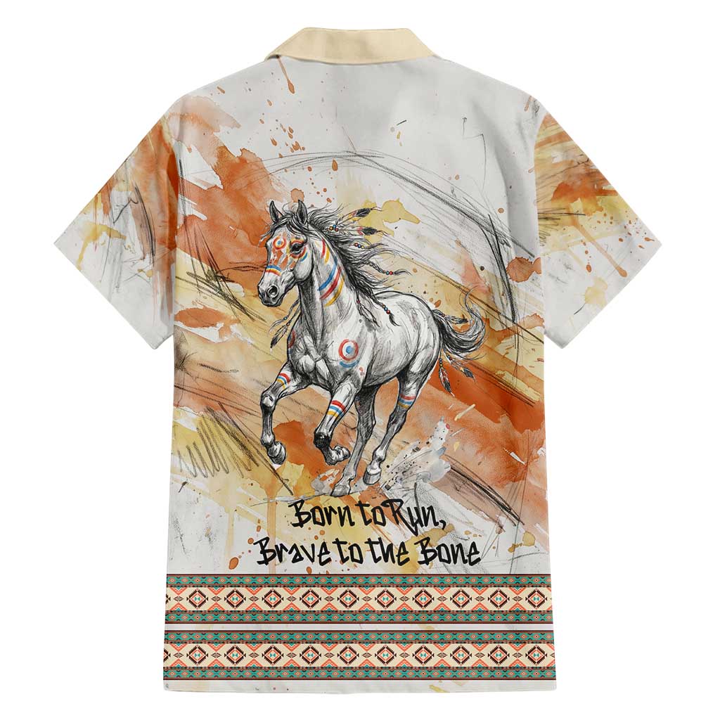 Native American Red Handprint Family Matching Summer Maxi Dress and Hawaiian Shirt Watercolor Paint Splash and Brave Horse Art - Wonder Print Shop