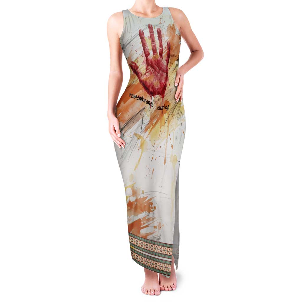 Native American Red Handprint Family Matching Tank Maxi Dress and Hawaiian Shirt Watercolor Paint Splash and Brave Horse Art - Wonder Print Shop