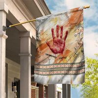Native American Red Handprint Garden Flag Watercolor Paint Splash and Brave Horse Art - Wonder Print Shop