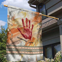 Native American Red Handprint Garden Flag Watercolor Paint Splash and Brave Horse Art - Wonder Print Shop