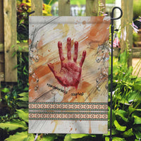Native American Red Handprint Garden Flag Watercolor Paint Splash and Brave Horse Art - Wonder Print Shop