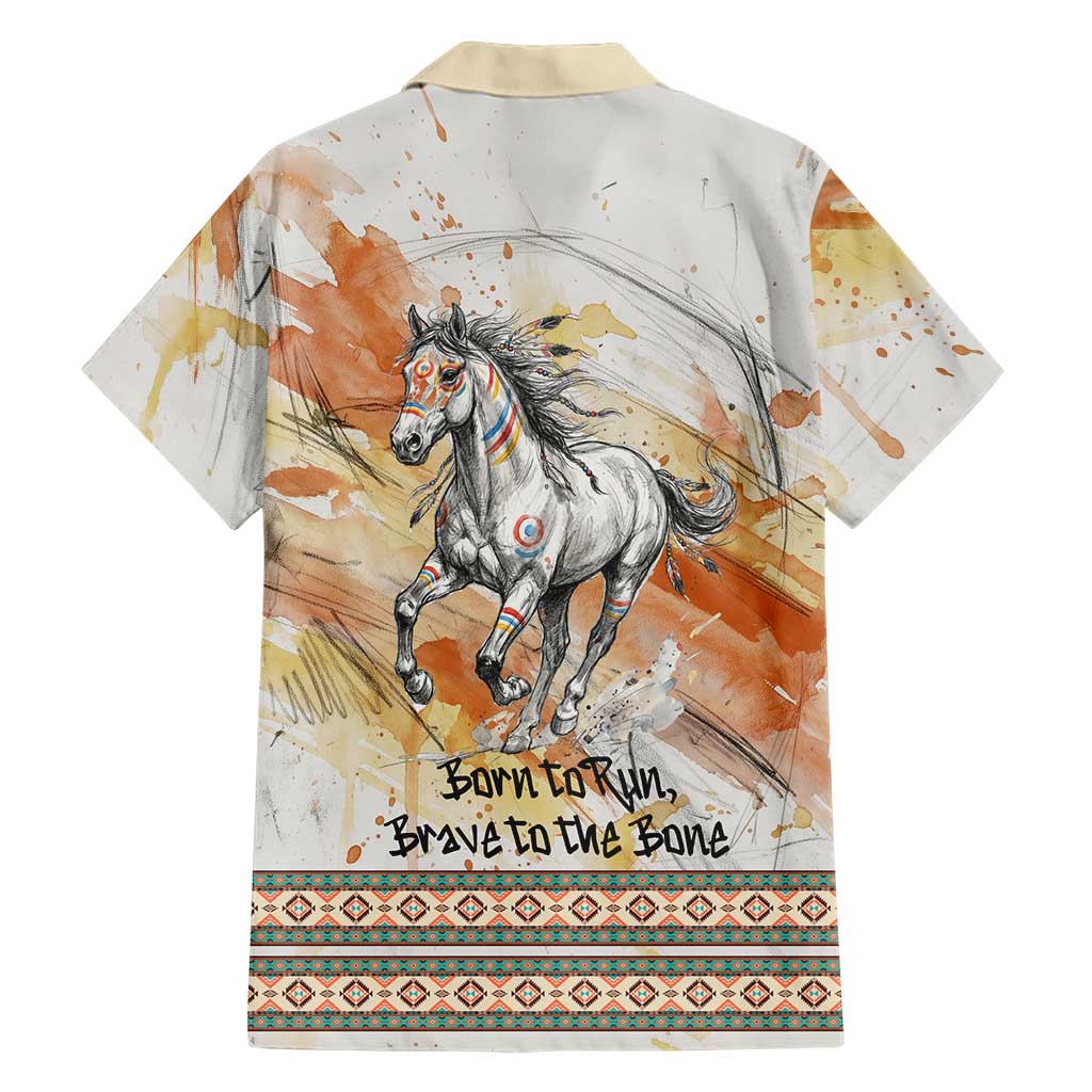 Native American Red Handprint Hawaiian Shirt Watercolor Paint Splash and Brave Horse Art - Wonder Print Shop