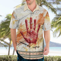 Native American Red Handprint Hawaiian Shirt Watercolor Paint Splash and Brave Horse Art - Wonder Print Shop
