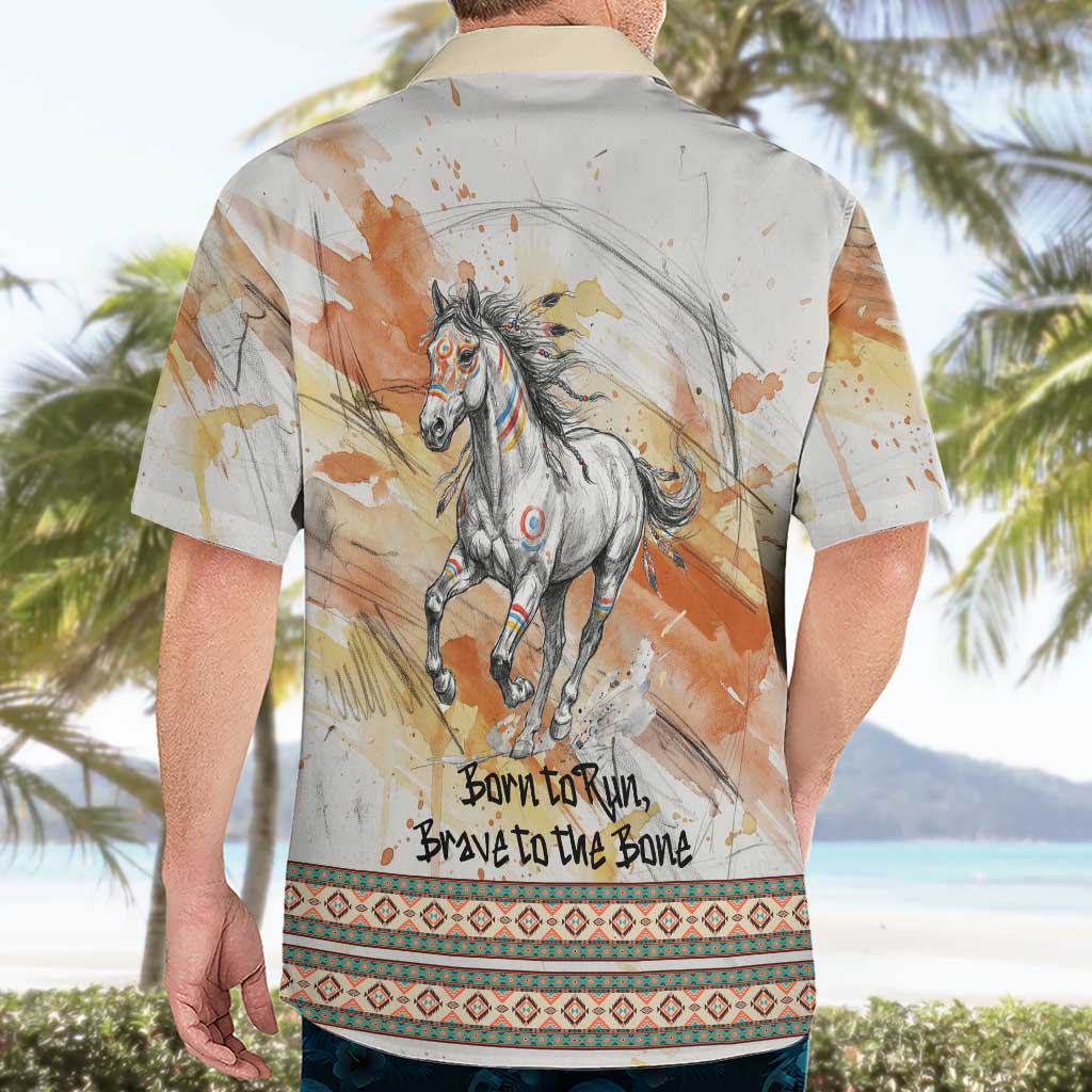 Native American Red Handprint Hawaiian Shirt Watercolor Paint Splash and Brave Horse Art - Wonder Print Shop