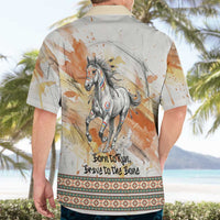 Native American Red Handprint Hawaiian Shirt Watercolor Paint Splash and Brave Horse Art - Wonder Print Shop