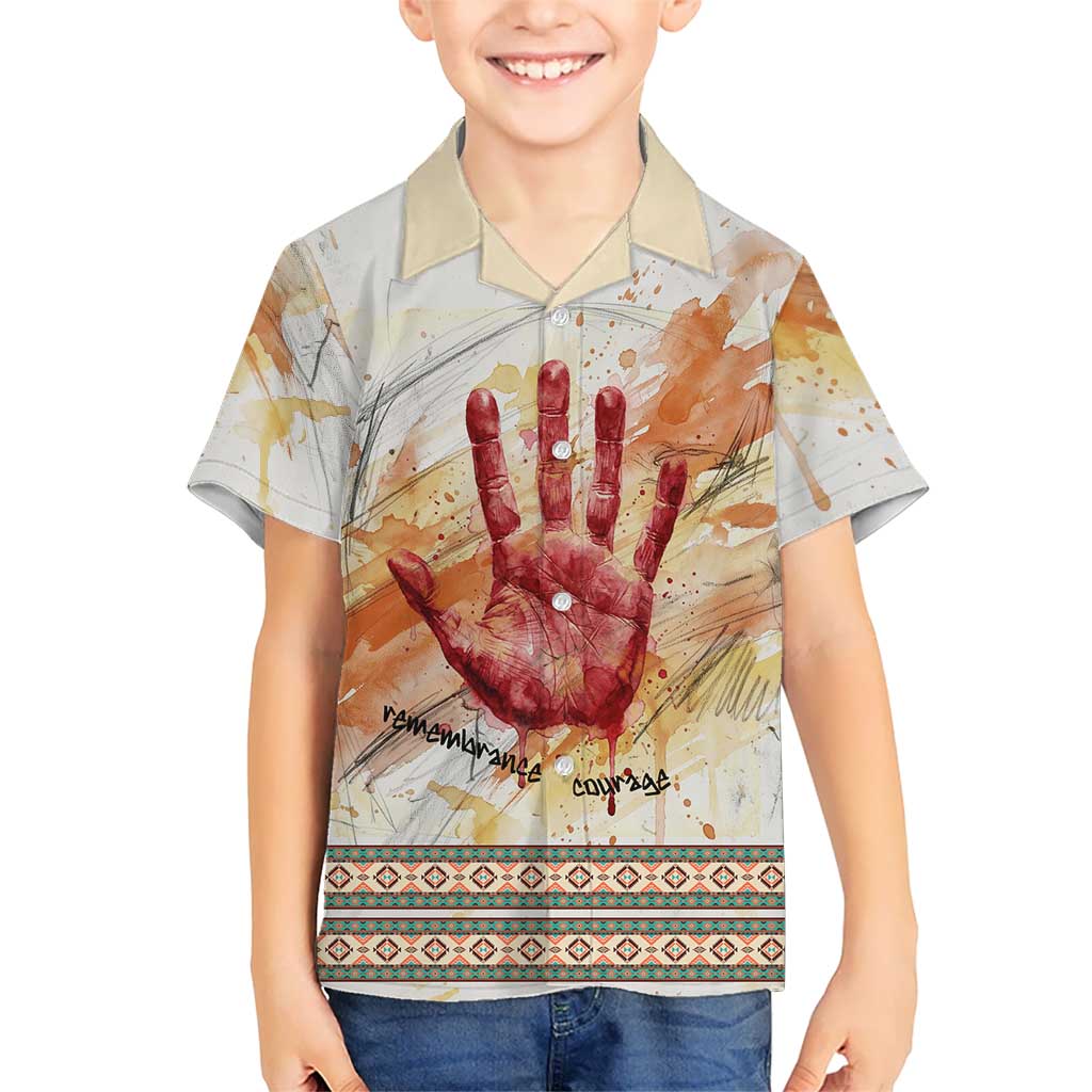 Native American Red Handprint Hawaiian Shirt Watercolor Paint Splash and Brave Horse Art - Wonder Print Shop