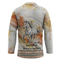 Native American Red Handprint Hockey Jersey Watercolor Paint Splash and Brave Horse Art - Wonder Print Shop