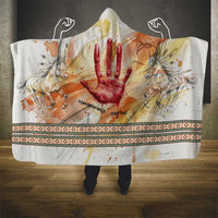 Native American Red Handprint Hooded Blanket Watercolor Paint Splash and Brave Horse Art - Wonder Print Shop