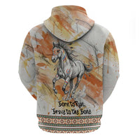 Native American Red Handprint Hoodie Watercolor Paint Splash and Brave Horse Art - Wonder Print Shop