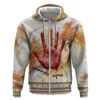 Native American Red Handprint Hoodie Watercolor Paint Splash and Brave Horse Art - Wonder Print Shop