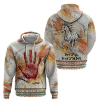 Native American Red Handprint Hoodie Watercolor Paint Splash and Brave Horse Art - Wonder Print Shop