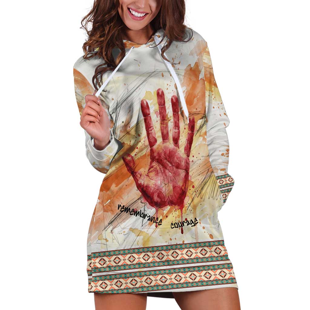 Native American Red Handprint Hoodie Dress Watercolor Paint Splash and Brave Horse Art - Wonder Print Shop