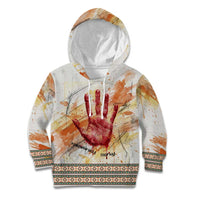 Native American Red Handprint Kid Hoodie Watercolor Paint Splash and Brave Horse Art - Wonder Print Shop