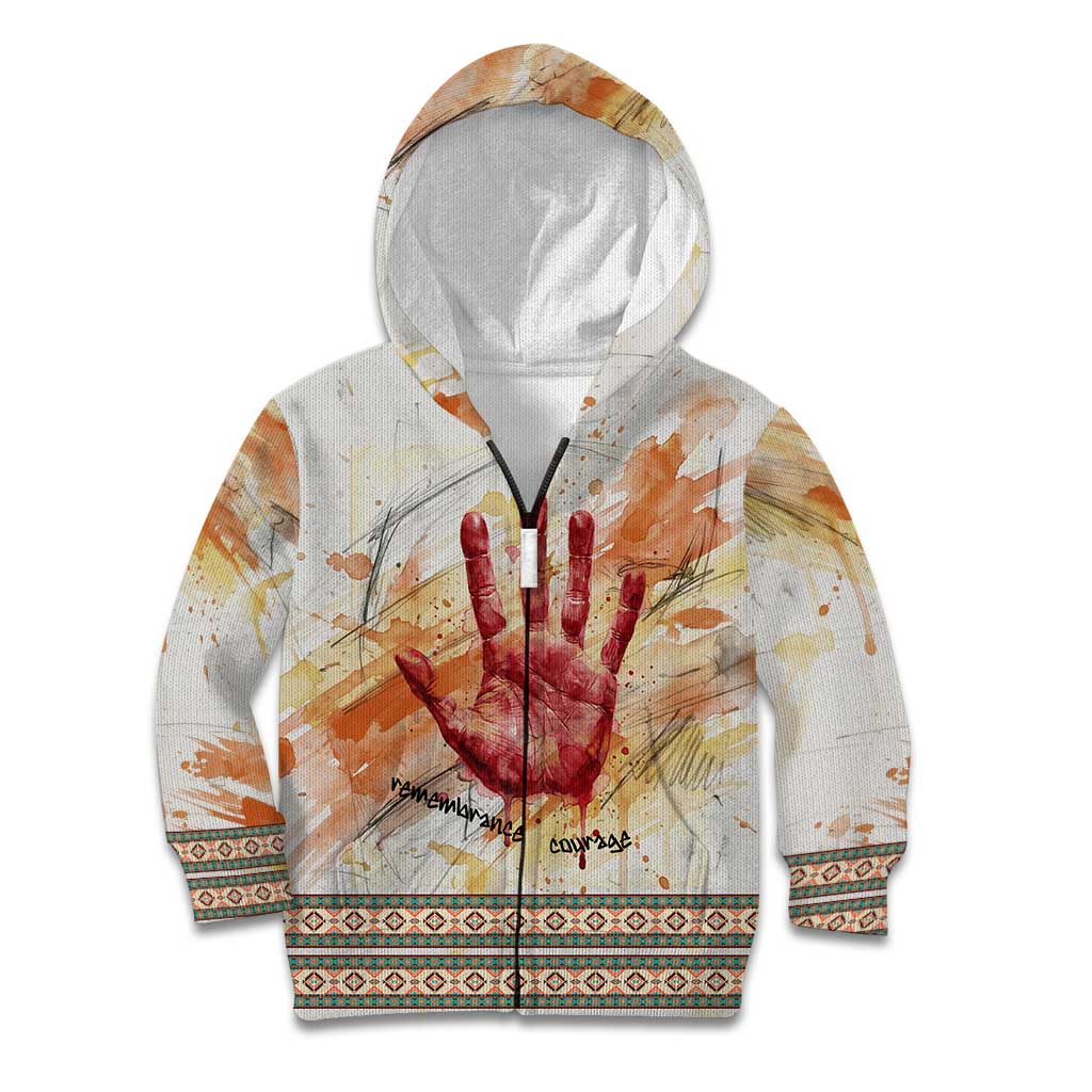 Native American Red Handprint Kid Hoodie Watercolor Paint Splash and Brave Horse Art - Wonder Print Shop