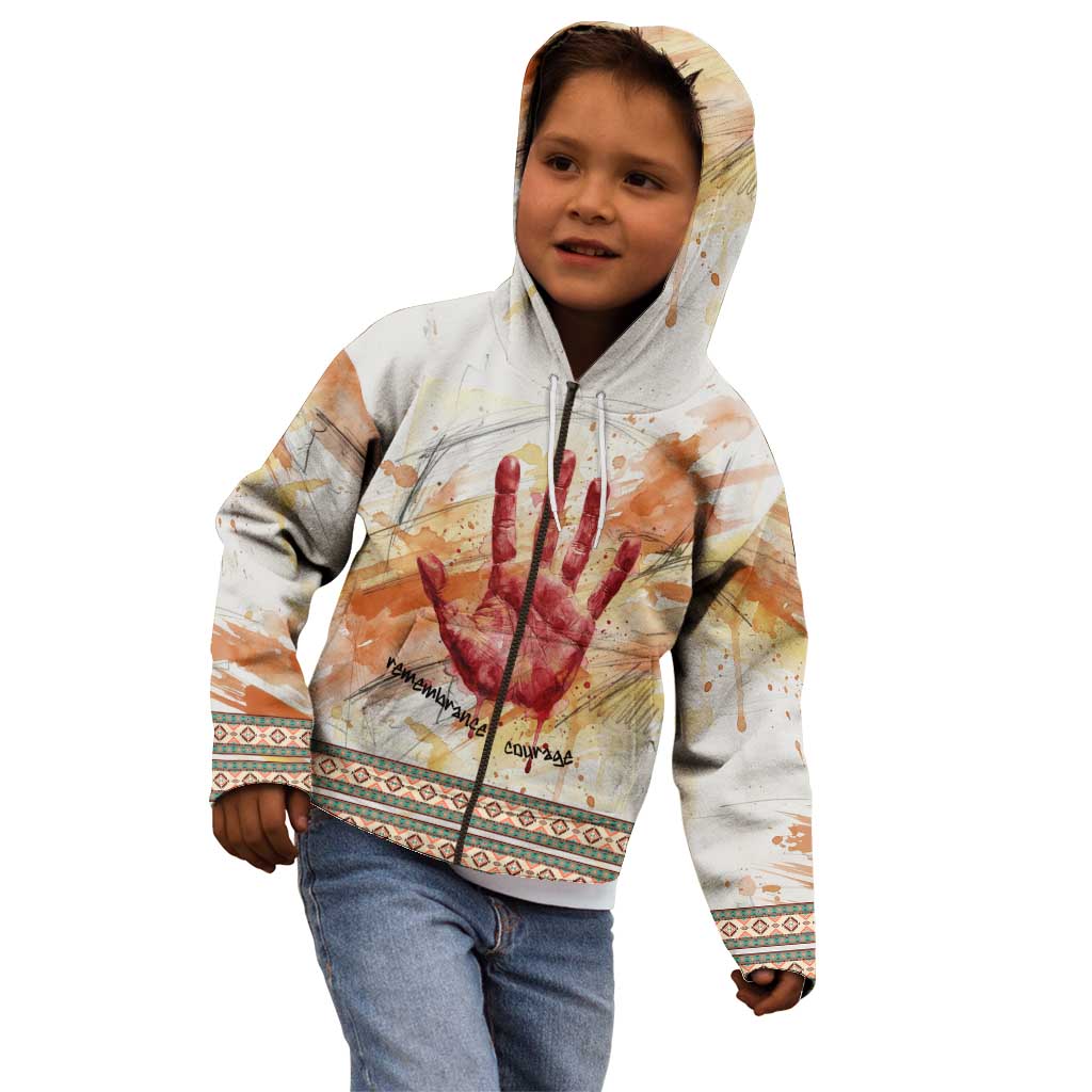 Native American Red Handprint Kid Hoodie Watercolor Paint Splash and Brave Horse Art - Wonder Print Shop