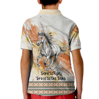 Native American Red Handprint Kid Polo Shirt Watercolor Paint Splash and Brave Horse Art - Wonder Print Shop