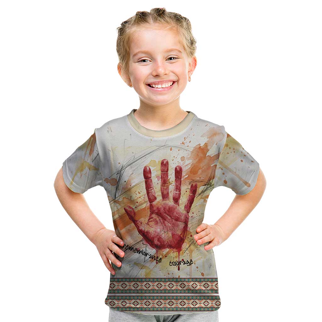 Native American Red Handprint Kid T Shirt Watercolor Paint Splash and Brave Horse Art - Wonder Print Shop