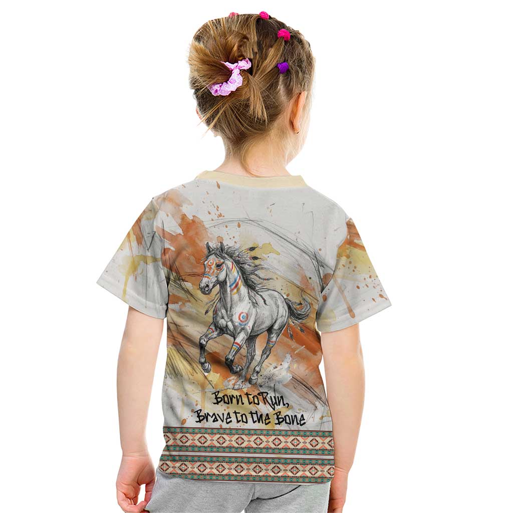Native American Red Handprint Kid T Shirt Watercolor Paint Splash and Brave Horse Art - Wonder Print Shop