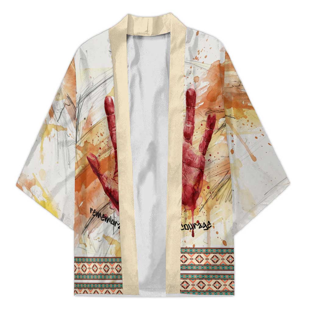Native American Red Handprint Kimono Watercolor Paint Splash and Brave Horse Art - Wonder Print Shop