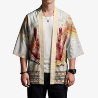 Native American Red Handprint Kimono Watercolor Paint Splash and Brave Horse Art - Wonder Print Shop
