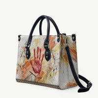 Native American Red Handprint Leather Bag Watercolor Paint Splash and Brave Horse Art - Wonder Print Shop