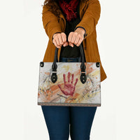 Native American Red Handprint Leather Bag Watercolor Paint Splash and Brave Horse Art - Wonder Print Shop