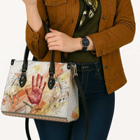 Native American Red Handprint Leather Bag Watercolor Paint Splash and Brave Horse Art - Wonder Print Shop