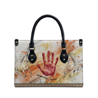 Native American Red Handprint Leather Bag Watercolor Paint Splash and Brave Horse Art - Wonder Print Shop