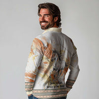 Native American Red Handprint Long Sleeve Polo Shirt Watercolor Paint Splash and Brave Horse Art - Wonder Print Shop