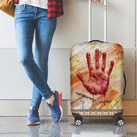 Native American Red Handprint Luggage Cover Watercolor Paint Splash and Brave Horse Art - Wonder Print Shop