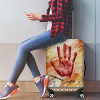 Native American Red Handprint Luggage Cover Watercolor Paint Splash and Brave Horse Art - Wonder Print Shop