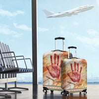 Native American Red Handprint Luggage Cover Watercolor Paint Splash and Brave Horse Art - Wonder Print Shop