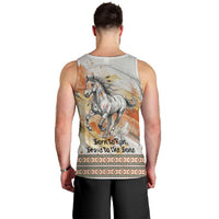 Native American Red Handprint Men Tank Top Watercolor Paint Splash and Brave Horse Art - Wonder Print Shop