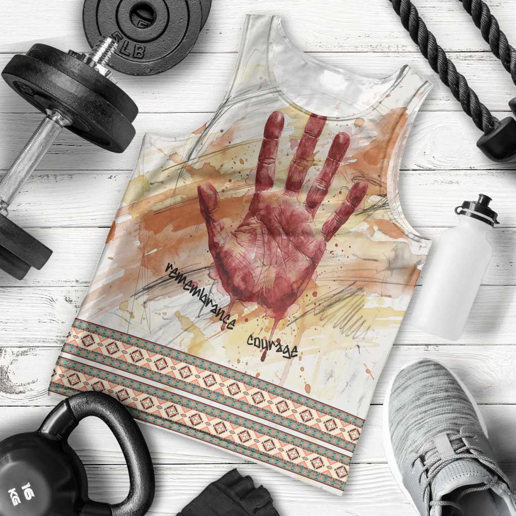 Native American Red Handprint Men Tank Top Watercolor Paint Splash and Brave Horse Art - Wonder Print Shop