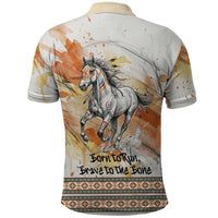 Native American Red Handprint Polo Shirt Watercolor Paint Splash and Brave Horse Art - Wonder Print Shop