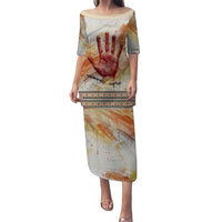 Native American Red Handprint Puletasi Watercolor Paint Splash and Brave Horse Art - Wonder Print Shop