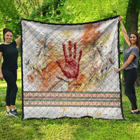 Native American Red Handprint Quilt Watercolor Paint Splash and Brave Horse Art - Wonder Print Shop