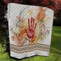 Native American Red Handprint Quilt Watercolor Paint Splash and Brave Horse Art - Wonder Print Shop
