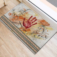 Native American Red Handprint Rubber Doormat Watercolor Paint Splash and Brave Horse Art - Wonder Print Shop