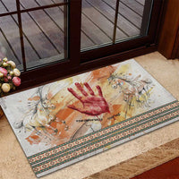 Native American Red Handprint Rubber Doormat Watercolor Paint Splash and Brave Horse Art - Wonder Print Shop