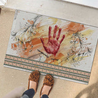 Native American Red Handprint Rubber Doormat Watercolor Paint Splash and Brave Horse Art - Wonder Print Shop