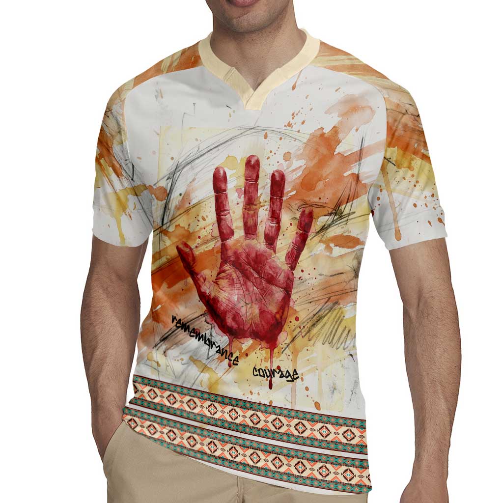 Native American Red Handprint Rugby Jersey Watercolor Paint Splash and Brave Horse Art - Wonder Print Shop