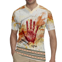 Native American Red Handprint Rugby Jersey Watercolor Paint Splash and Brave Horse Art - Wonder Print Shop