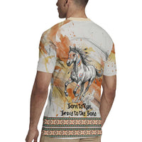 Native American Red Handprint Rugby Jersey Watercolor Paint Splash and Brave Horse Art - Wonder Print Shop