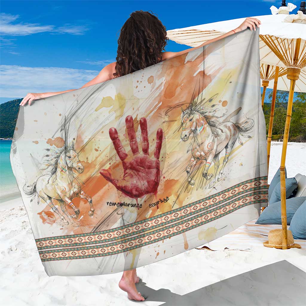 Native American Red Handprint Sarong Watercolor Paint Splash and Brave Horse Art - Wonder Print Shop