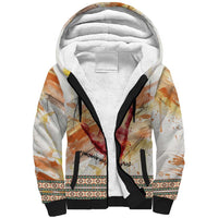 Native American Red Handprint Sherpa Hoodie Watercolor Paint Splash and Brave Horse Art - Wonder Print Shop