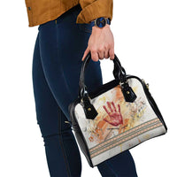 Native American Red Handprint Shoulder Handbag Watercolor Paint Splash and Brave Horse Art - Wonder Print Shop