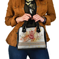 Native American Red Handprint Shoulder Handbag Watercolor Paint Splash and Brave Horse Art - Wonder Print Shop